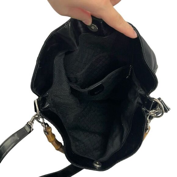 Gucci Bamboo Handle Black Nylon Two Way Shoulder Bag Authentic w Serial # - Picture 14 of 14